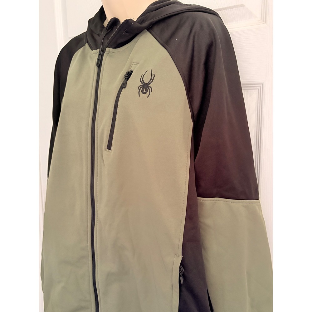 Spyder Mens Full Zip Softshell Fleece Hoodie Olive Green Black SPFGM183-300